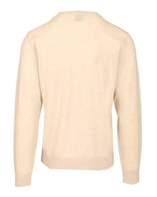 Ballantyne Natural Crew Neck Sweater Knitwear White for men