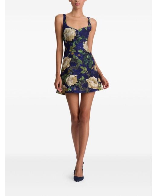 Alice + Olivia Blue Printed Mini Dress