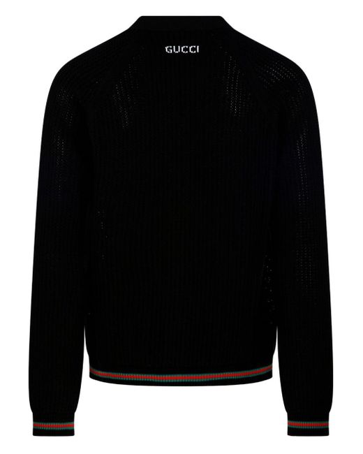 Gucci Blue Web Detail Cotton Cardigan for men