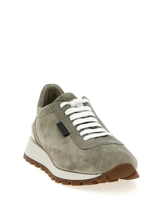Shiny Tab Sneakers Grigio-Donna di Brunello Cucinelli in Green