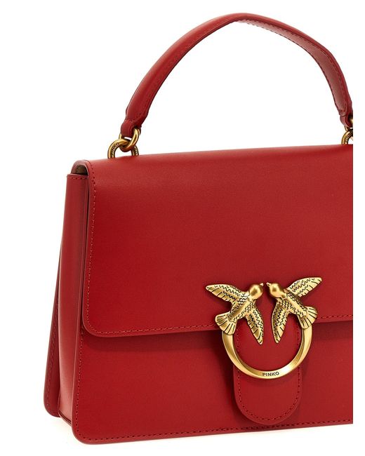 Pinko Red Love One Top Handle Hand Bags