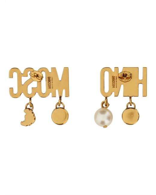 Moschino Metallic Logo Earrings