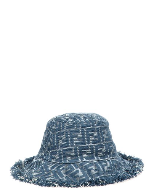 Fendi Blue Ff Monogram Bucket Hat