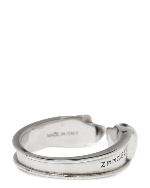Alexander McQueen Gray 'Thin Twin Skull' Ring for men