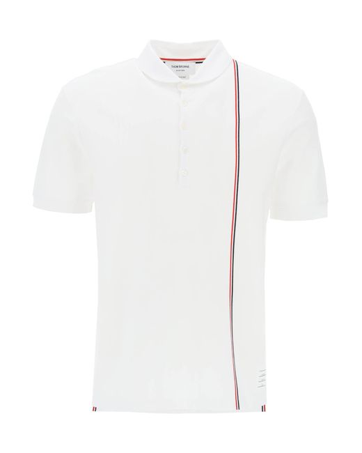 Thom Browne White Polo Shirt With Tricolor Intarsia for men