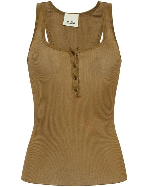 Isabel Marant Green Ribbed Top 'Louisa'