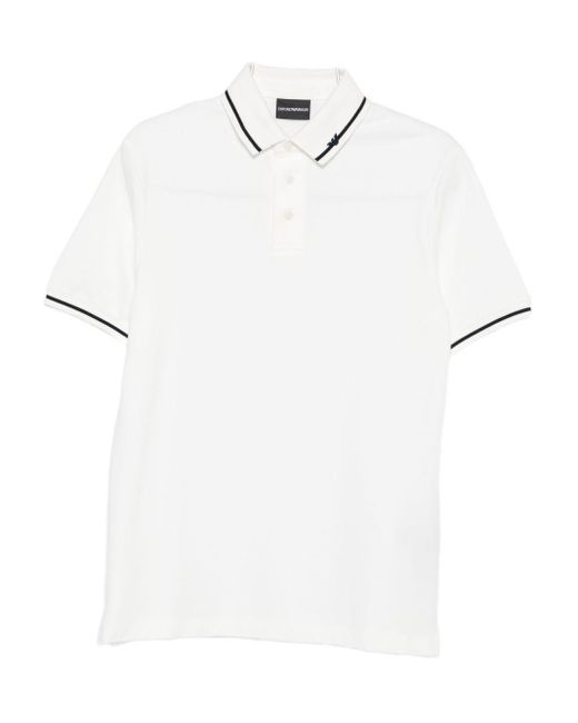 Emporio Armani White Short Sleeves Logo Polo for men