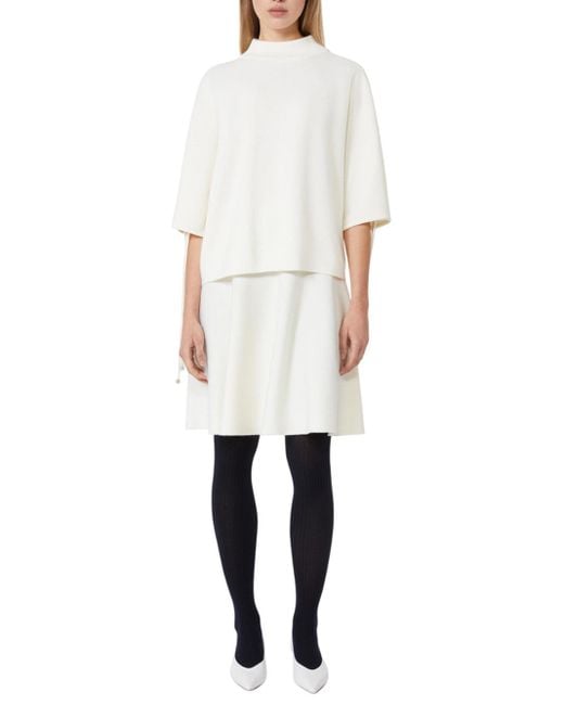 Max Mara White Cotton And Viscose Crepe Miniskirt