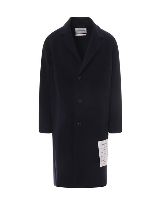 Amaranto Blue Hand Made Wool And Cashmere Coat for men