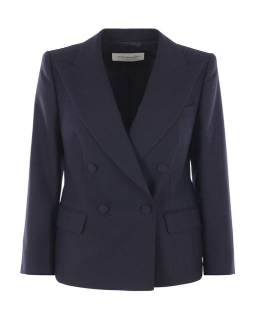 Dries Van Noten Blue Beaura Double-Breasted Wool Jacket