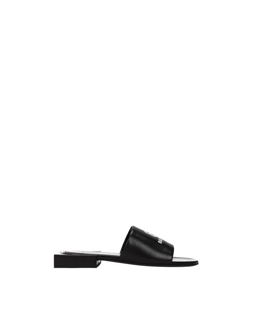 Balenciaga Slippers And Clogs Leather Black White