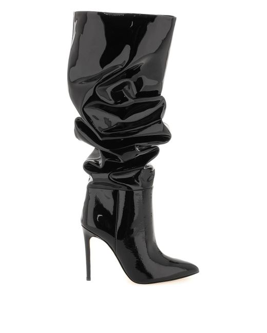 Paris Texas Black Slouchy Patent Leather Stiletto Boots