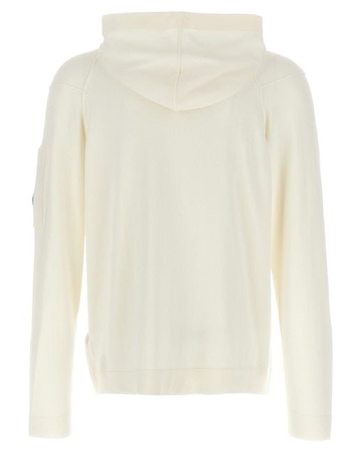 C P Company White 'Sea Island' Hoodie for men