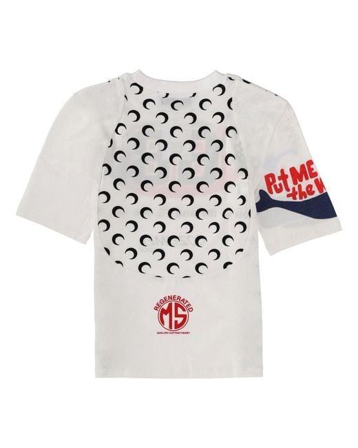 MARINE SERRE White "Regenerated Graphic" T-Shirt