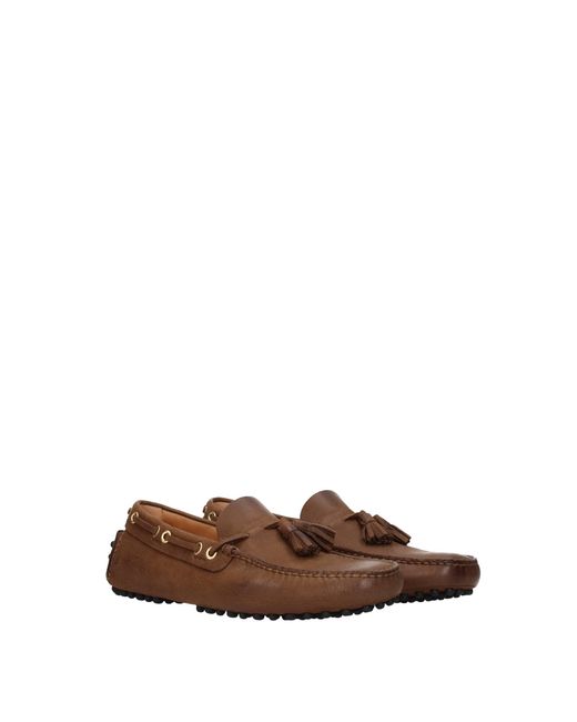 Car Shoe Loafers Leather Brown Camel for Men | Lyst
