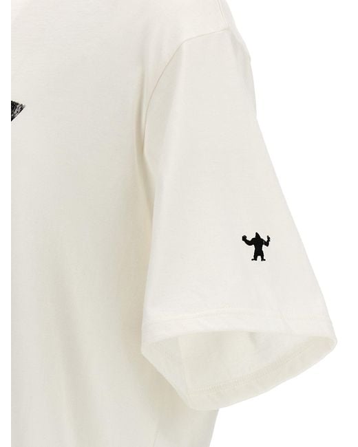 Logo Print T Shirt Bianco di Yohji Yamamoto in Gray da Uomo