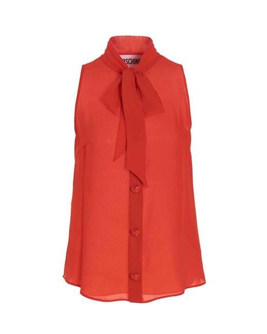 Moschino Red Pussy Bow Blouse