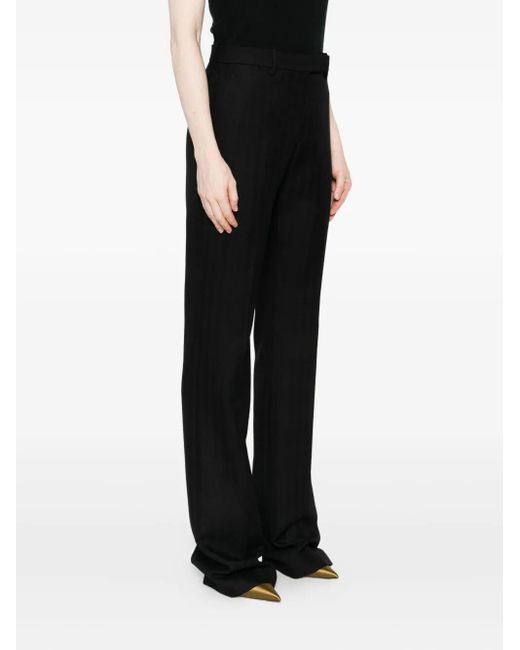 Tom Ford Black Sharp Herringbone Tailored Straight Leg Trousers