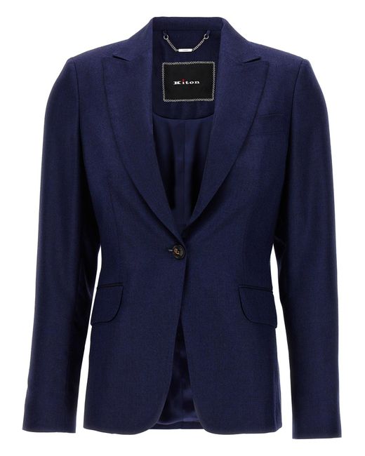 Kiton Blue Single-breasted Blazer Jackets
