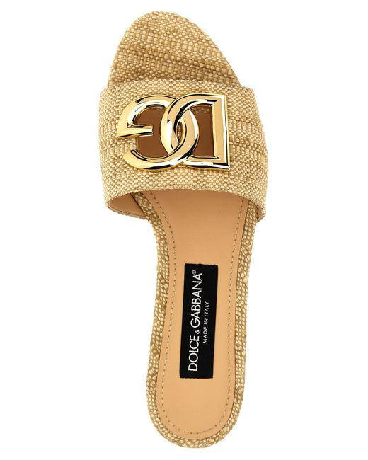 Dolce & Gabbana Natural Logo Fabric Sandals