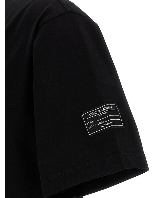 T-shirt manica corta stampa logo verticale di Dolce & Gabbana in Black da Uomo