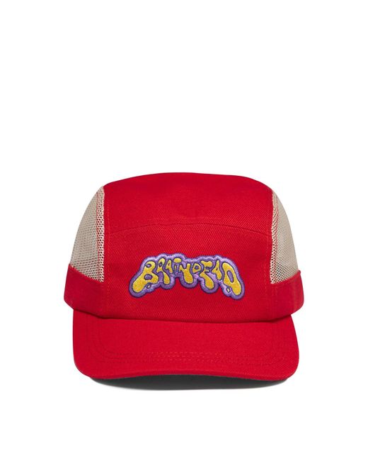 Brain Dead Red Cap With Mesh Panels for men