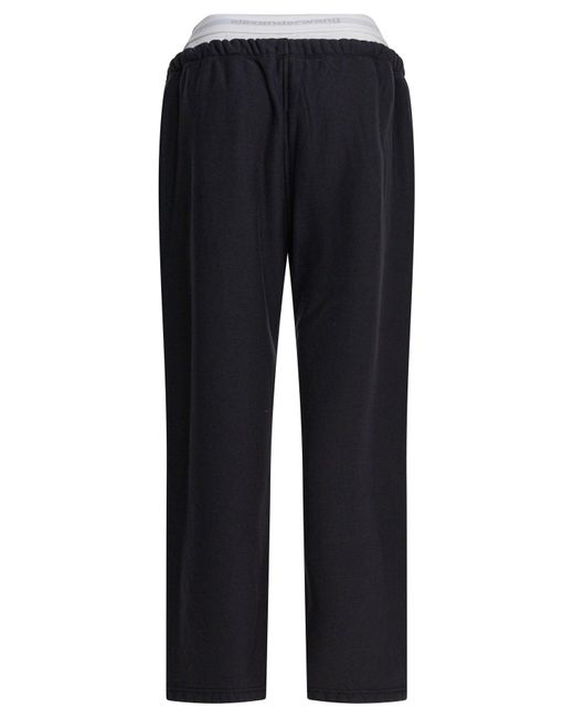 Wide Leg Sweatpant W/ Logo Elastic Exposed Brief Trousers Nero-Donna di Alexander Wang in Blue