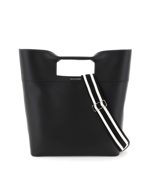 Alexander McQueen Black Leather Tote Bag for men