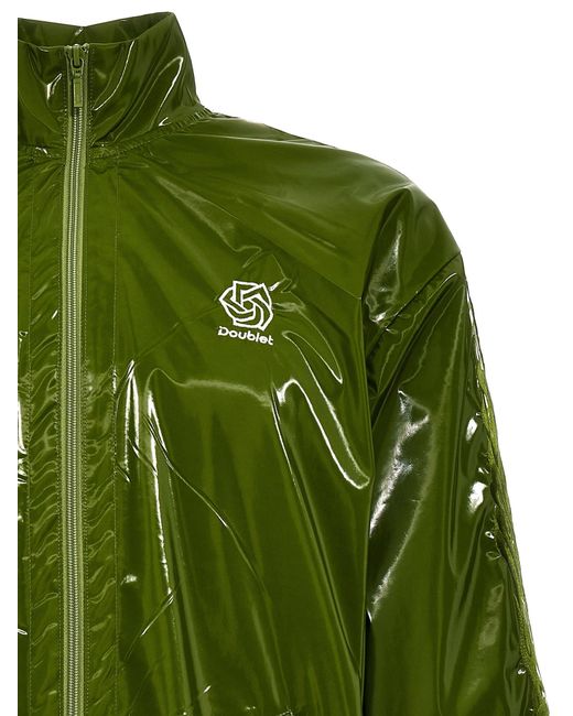 Doublet Green Laminate Track Casual Jackets, Parka for men