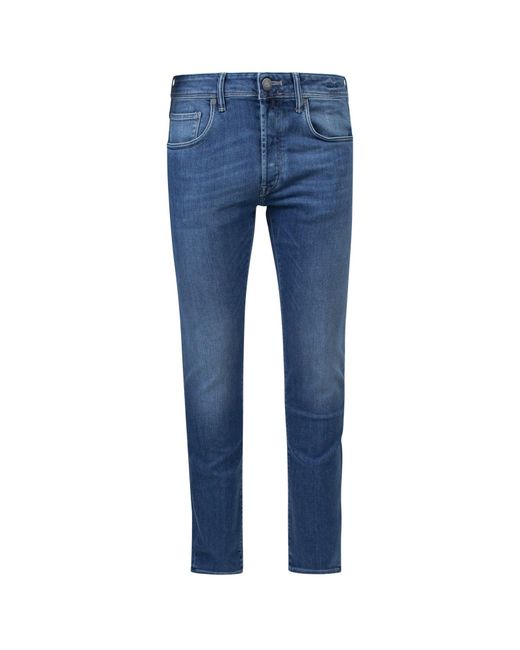 Incotex Blue Slim Fit Stretch Cotton Jeans for men