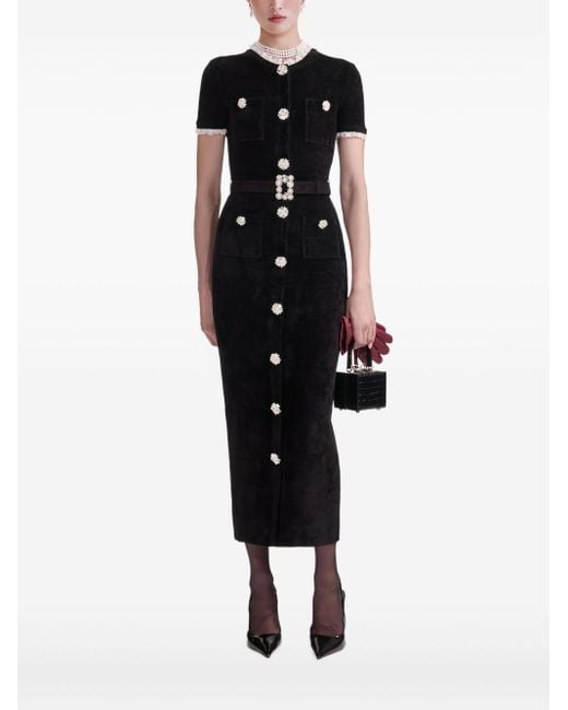 Self-Portrait Black Chenille Knit Midi Dress
