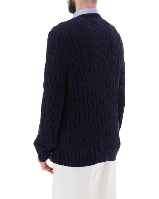Pullover Girocollo In Maglia Di Cotone di Polo Ralph Lauren in Blue da Uomo