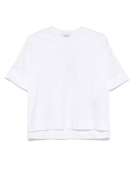 Max Mara Pure White Logo Cotton T Shirt