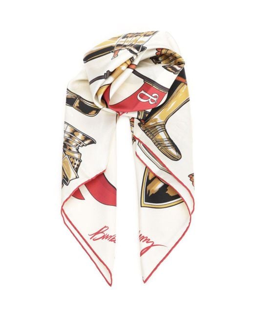 Burberry White "knight Armour" Scarf