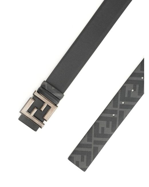 Fendi Black Reversible Belt With Thin Squared Ff Buckle for men