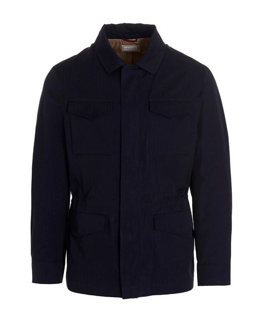 Brunello Cucinelli Blue 'Field' Jacket for men