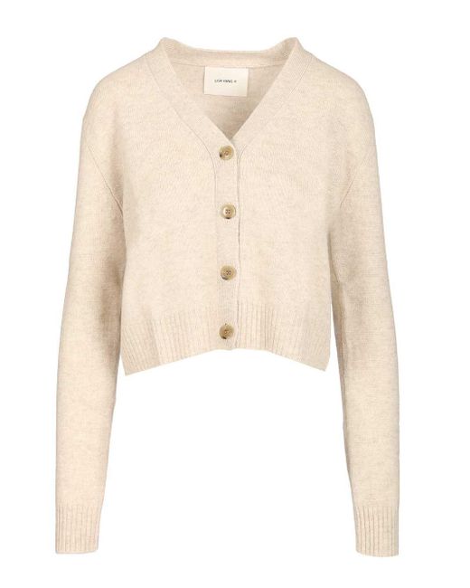 Lisa Yang Natural Marion Cardigan Knitwear White