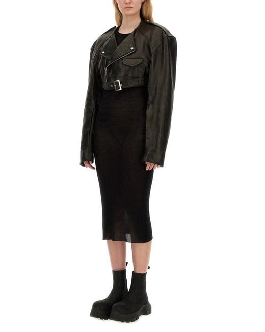 Giacca Micro Biker di Rick Owens in Black
