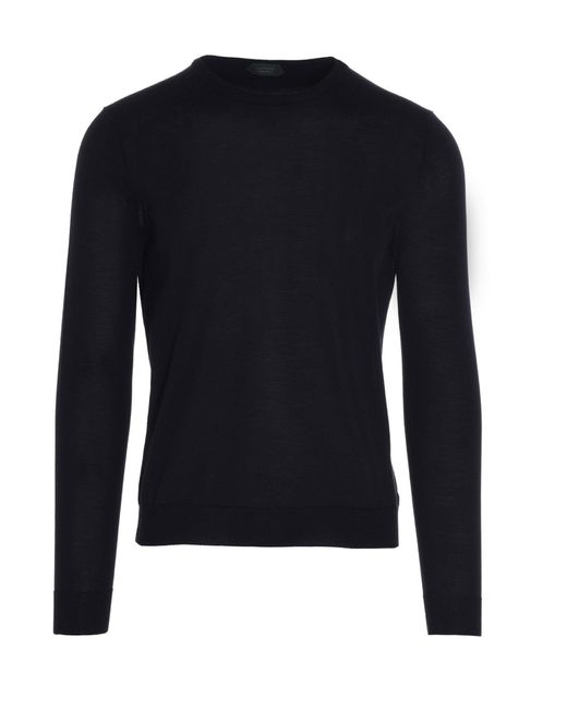 Zanone Blue Crewneck Cotton Sweater Sweater, Cardigans for men