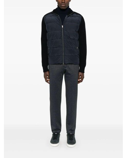 Herno Blue Nylon And Wool Padded Cardigan for men