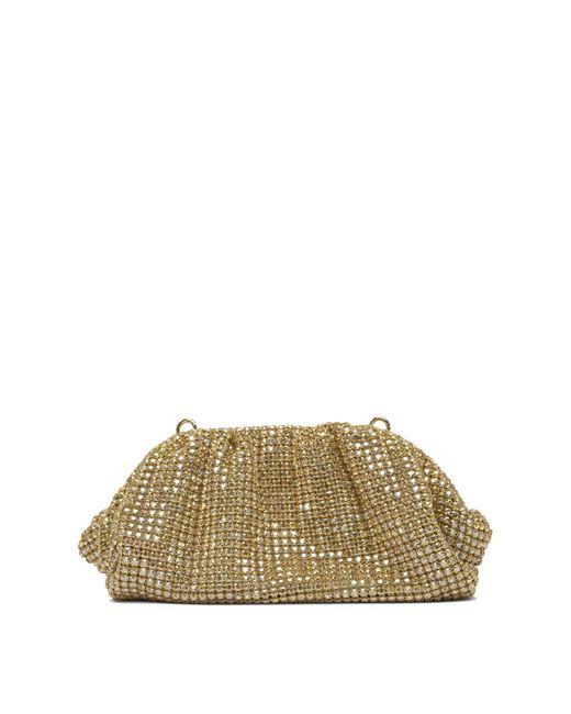 Self-Portrait Natural Embellished Chainmail Clutch Bag
