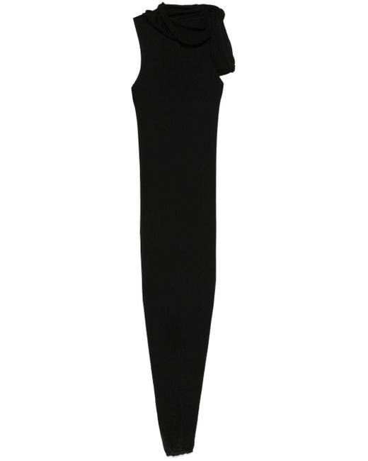 Rick Owens Black Knitted Wool Long Dress