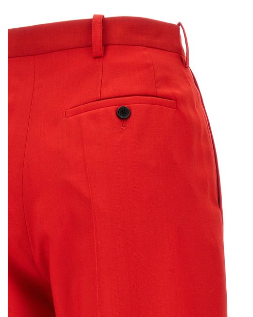 Marni Red Front Pleat Pants