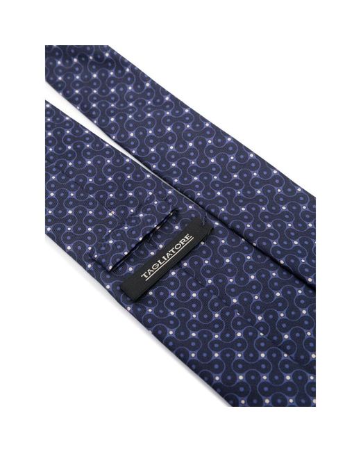 Cravatta in seta blu navy con stampa grafica di Tagliatore in Blue da Uomo