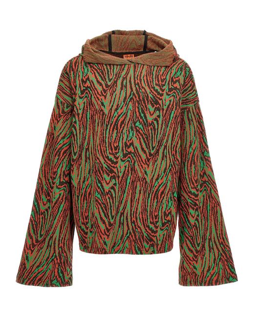 VITELLI Brown Flow Jacquard Sweater, Cardigans for men