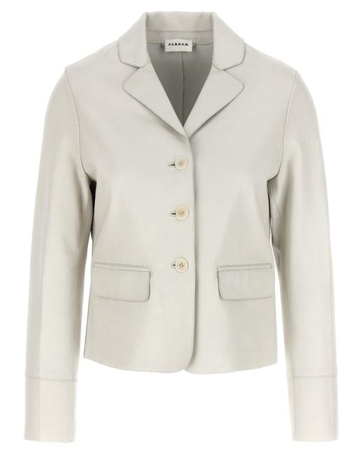 Leather Blazer Blazer And Suits Bianco di P.A.R.O.S.H. in White