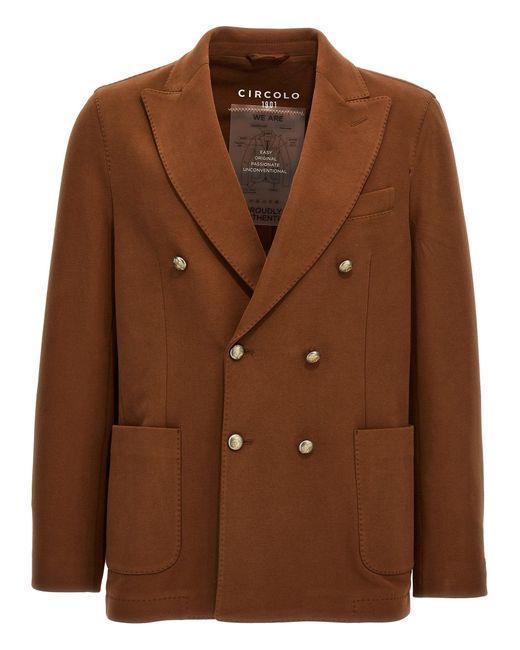 Circolo 1901 Brown Double-breasted Jersey Blazer Jackets for men