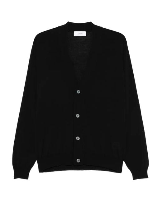 Lardini Black Wool Cardigan With Buttons