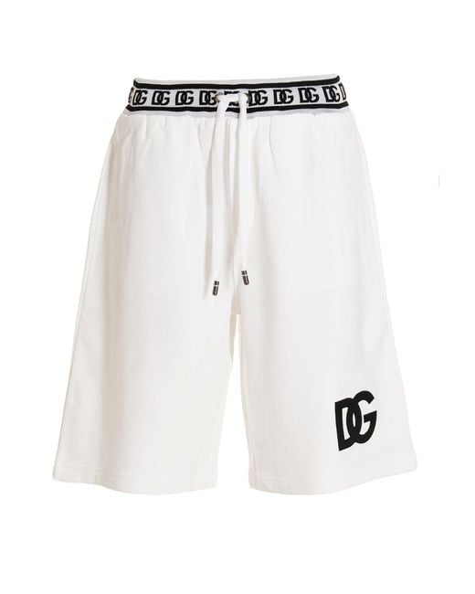 Dolce & Gabbana White Black Sicily Bermuda Shorts for men