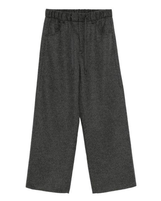 Brunello Cucinelli Gray Wool Drawstring Trousers